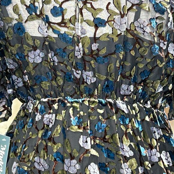 ModCloth Dramatic Depths Velvet Floral Dress Black Multicolor Women's Small NWT - Picture 9 of 12